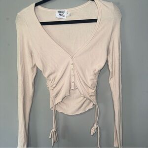 Princess Polly Cream Ruched Blouse
